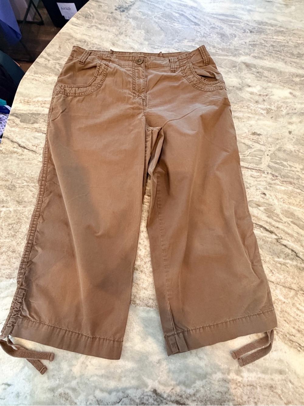 IZOD Womens Cropped Cargo Pants Size 10 Brown Cotton Casual Utility Capris